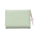 Petit portefeuille vert menthe pour femme avec chaîne dorée et nœud rose décoratif - Vert