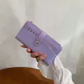 Portefeuille long femme violet clair avec fentes pour cartes et boucle en métal - Mauve Clair