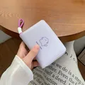 Minimalist lavender wallet with cartoon cat pattern and wrist strap for women - Light Purple