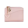 Damen Kurzgeldbörse aus rosa Saffiano-Leder mit goldener Kette und Anhänger - Rosa