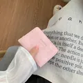 Pink short zip wallet in textured leather with silver Classic Star logo for women - Light Pink