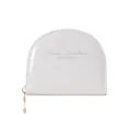 Portamonete semicerchio in pelle verniciata bianca con cerniera dorata e logo - Bianco