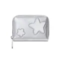 Cartera de acordeón plateada para mujer con apliques de estrellas y cierre de cremallera - Plateado