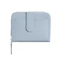 Hellblaues minimalistisches kurzes Damen-Portemonnaie aus PU-Leder mit Reißverschluss - Graublau