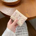 Portafoglio a tre ante bianco crema con orsetti rosa e un grazioso fiocco in nastro - Giallo Chiaro