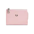 Pink punk style tri-fold wallet with metallic heart and cracked faux leather texture - Pink