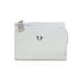 Mint green trifold wallet with vintage crackle texture and silver broken heart metal hardware - Gray Blue
