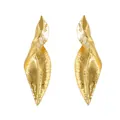 Orecchini a foglia d'oro irregolari vintage con trama intrecciata e venature - Oro