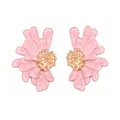 Élégantes boucles d'oreilles marguerites en émail rose et plaqué or pour femme - Rose Nuage