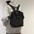 Minimalistischer schwarzer gewaschener Segeltuch-Rucksack mit Reißverschlusstasche - Einheitsgröße / Canvas / Schwarz