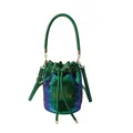 Sac seau à paillettes dégradé bleu et vert avec poignée verte et broderie élégante - Vert