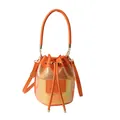 Sac seau à paillettes orange avec cordon de serrage et écusson en cuir gravé - Orange