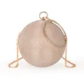 Pochette de soirée sphérique champagne doré avec strass brillants et poignée anneau - Style Sphérique à Strass (1001) / 1001 Or