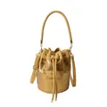 Sac seau à paillettes dorées avec cordon de serrage et bandoulière en cuir réglable - Jaune