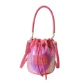 Sac seau à paillettes roses avec cordon de serrage et logo The Cute Bag doré - Rouge Rose