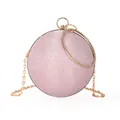 Sac de soirée sphérique rose avec paillettes, poignée anneau dorée et chaîne - Style Sphérique à Strass (1001) / 1001 Rose