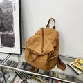 Caramel washed canvas backpack with multi-pocket design and adjustable straps - Brown