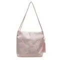 Pink satin hobo bag with traditional jacquard pattern and elegant silk tassel detail - Deep Pink