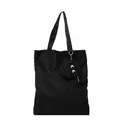 Bolso tote negro bordado de monstruo minimalista con un pequeño monedero - Negro