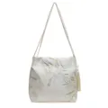 Beige tote bag with blue bamboo pattern, tassel detail, and new Chinese style - Beige