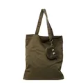 Bolso tote de lona verde oliva con amuleto de ojo de monstruo y correas anchas - Verde Militar