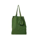Grass green canvas tote bag with embroidered monster eye charm and shoulder strap - Green