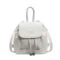 White faux leather mini backpack with drawstring closure and top handle for women - Off White