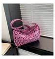 Sac fourre-tout à imprimé léopard rose avec fermetures éclair et bandoulière large - Rose rouge