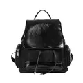 Contrast material black backpack with high-gloss flap and matte canvas finish - 25*27*13 / Black