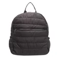 Deep grey quilted nylon backpack for commute and travel with front zipper pocket - Gray