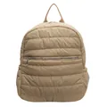 Quilted khaki backpack for school or travel featuring padded lightweight fabric and side pockets - Khaki