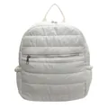 White quilted puffer backpack with lightweight padded fabric and zip front pocket - White