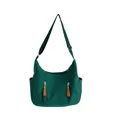 Bolso de pana verde oscuro con correa ajustable y varios bolsillos con cremallera - Verde
