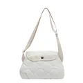 Borsa a tracolla trapuntata bianca con cuciture a onda e tracolla regolabile - Bianco Sporco