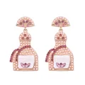 Fashionable Tequila bottle drop earrings with pink rhinestones and lemon slice charms - Pink Beads