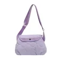 Borsa a tracolla trapuntata lilla con cuciture a onde e tracolla regolabile morbida - Viola