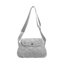 Borsa a tracolla trapuntata grigio chiaro con motivo a onde e tracolla regolabile - Grigio