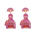 Sparkling Tequila bottle earrings with pink rhinestones and lime slice detail - Rose Red Rhinestone Style