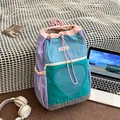 Sac à dos de randonnée coloré avec poche en filet en forme de cœur pour voyage - Vert Bleu Lac