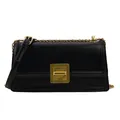 Elegante borsa a tracolla nera con catena dorata e una chiusura in metallo vintage - Nero
