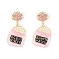 Boucles d'oreilles bouteille de thé rose avec perles et cristaux dorés mignons - Rose