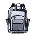 Sac à dos transparent en PVC avec sangles noires et poches filet pour contrôle sécurité - Grand Sac Simple / Noir