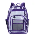 Sac à dos transparent en PVC avec bordure violette et bretelles rembourrées - Grand Sac Simple / Violet