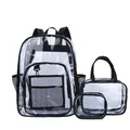Ensemble 3 pièces sac à dos transparent en PVC avec cabas et pochette noirs assortis - Sac à Dos Et Sac à Main Et Pochette / Noir