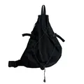 Borsa a tracolla nera da uomo con tasche multiple e tracolla regolabile resistente - Nero