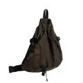 Borsa a tracolla uomo in nylon impermeabile marrone scuro con cinghie tattiche - caffè