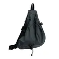 Borsa a tracolla sportiva grigio scuro da uomo con cordino elastico e tasca laterale in rete - Grigio