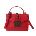 Rote Retro-Schultertasche mit Krokodil-Textur und Metallschloss für Damen - Rot
