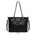 Bolso tote negro estilo ballet en cuero PU con detalle de lazos y gran capacidad interior - Negro