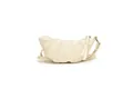 French style creamy white croissant bag with soft pleated leather and crossbody strap - White